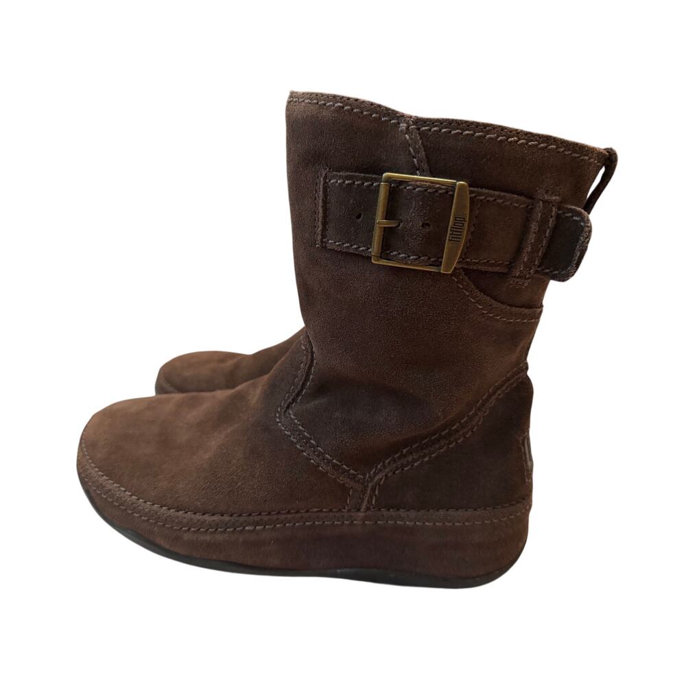 FitFlop Superboot Suede Mid Calf Boots Brown Women's Size 8 Microwobbleboard - Picture 3 of 7